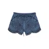 Zimmermann Womens Railway Blue Coco Embroidered Denim Shorts