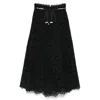 Zimmermann Zim Rhiannon Embroidered Scallop Hem Wblt Midi Skirt Black In Black