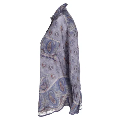 Zimmermann Vitali Paisley Print Shirt In Silk In Blue