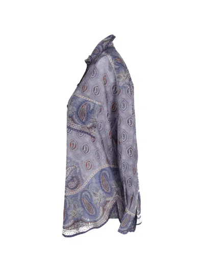 Pre-owned Zimmermann Vitali Paisley-print Shirt In Blue
