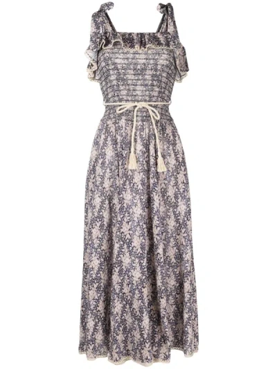 Zimmermann Vitali Midi Dress In Blue