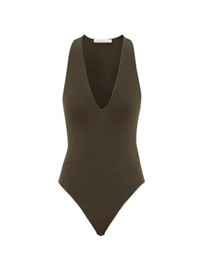 Zimmermann V-neck Bodysuit In Green