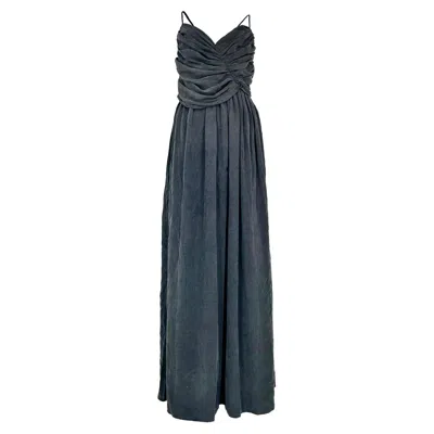 Zimmermann V-neck Gathered Maxi Dress In Grey Viscose In Gray