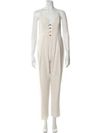 Pre-owned Zimmermann V-neck Jumpsuit In Neutral