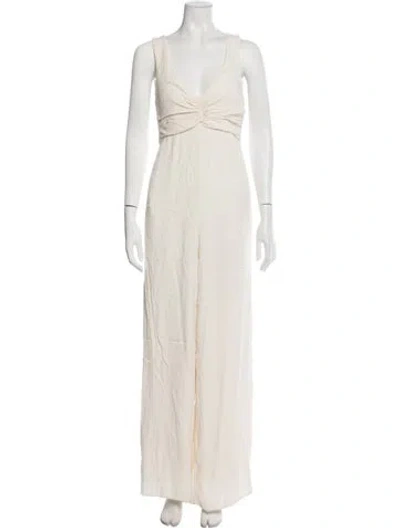 Pre-owned Zimmermann V-neck Jumpsuit In Neutrals