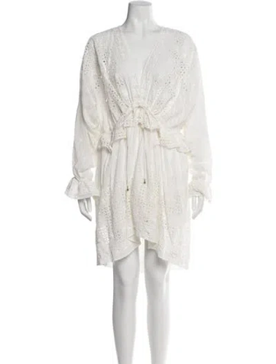 Pre-owned Zimmermann V-neck Knee-length Dress In White