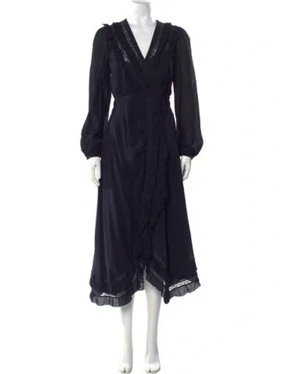 Pre-owned Zimmermann V-neck Long Dress In Blue