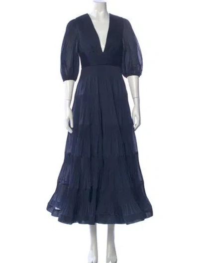Pre-owned Zimmermann V-neck Long Dress In Blue