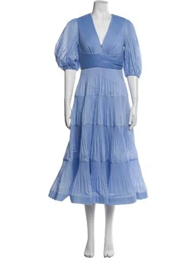 Pre-owned Zimmermann V-neck Long Dress In Blue
