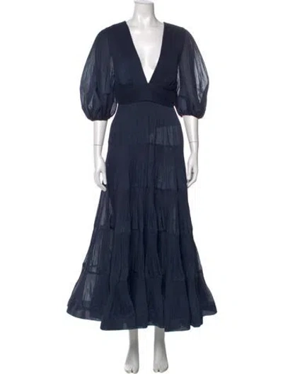 Pre-owned Zimmermann V-neck Long Dress In Blue