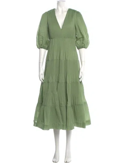 Pre-owned Zimmermann V-neck Long Dress In Green