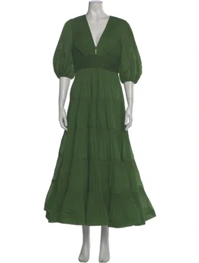 Pre-owned Zimmermann V-neck Long Dress In Green