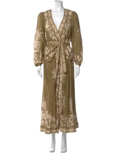 Pre-owned Zimmermann V-neck Long Dress In Multi