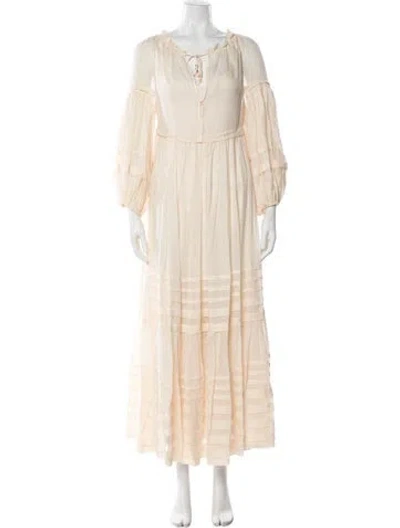 Pre-owned Zimmermann V-neck Long Dress In Neutral