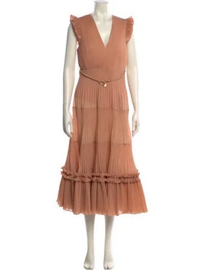 Pre-owned Zimmermann V-neck Long Dress In Orange