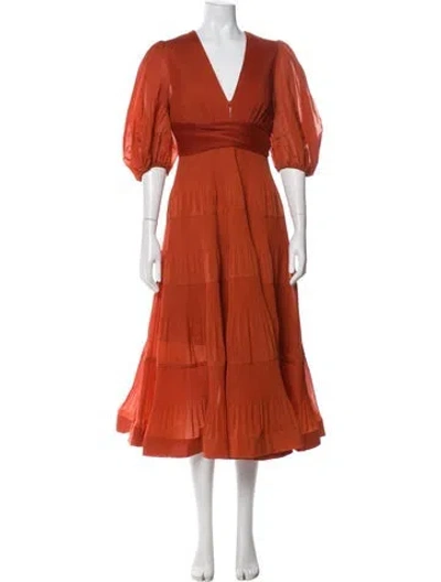 Pre-owned Zimmermann V-neck Long Dress In Orange