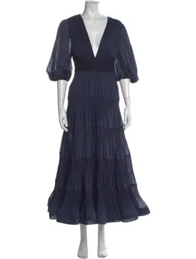 Pre-owned Zimmermann V-neck Long Dress W/ Tags In Blue