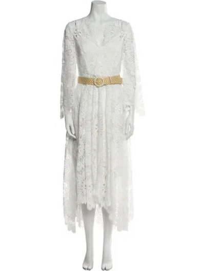 Pre-owned Zimmermann V-neck Long Dress W/ Tags In White