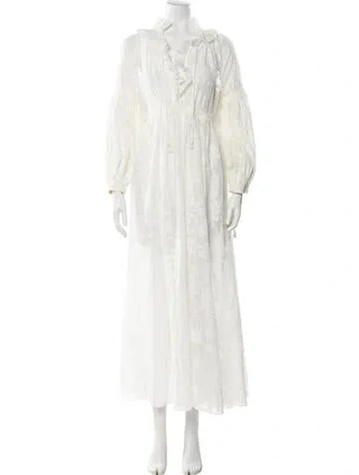 Pre-owned Zimmermann V-neck Long Dress In White