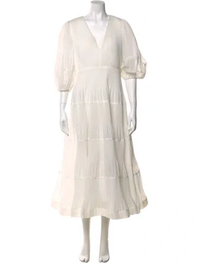 Pre-owned Zimmermann V-neck Long Dress In White