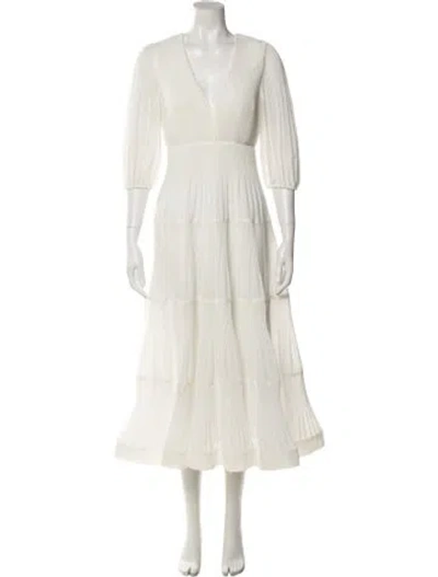 Pre-owned Zimmermann V-neck Long Dress In White