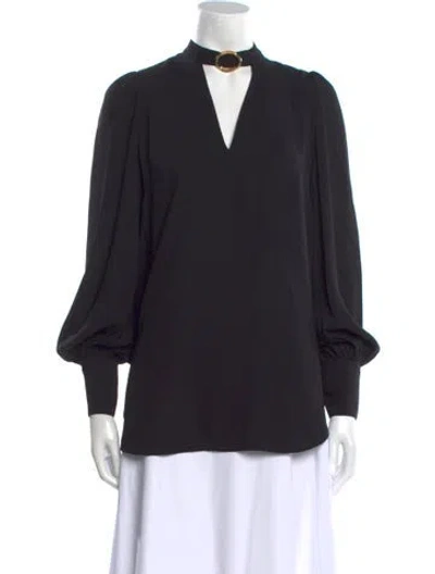 Pre-owned Zimmermann V-neck Long Sleeve Blouse In Black