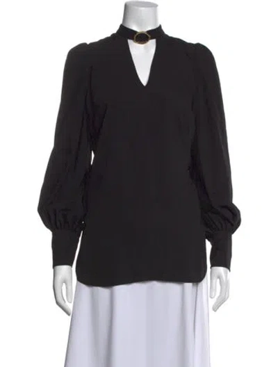Pre-owned Zimmermann V-neck Long Sleeve Blouse In Black