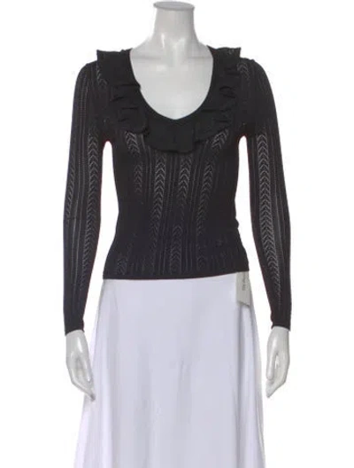 Pre-owned Zimmermann V-neck Long Sleeve Blouse In Gray