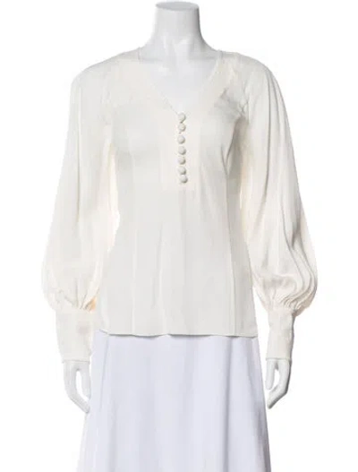 Pre-owned Zimmermann V-neck Long Sleeve Blouse In Neutral