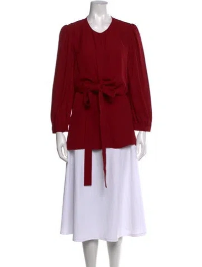 Pre-owned Zimmermann V-neck Long Sleeve Blouse In Red