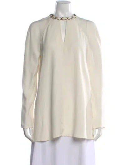 Pre-owned Zimmermann V-neck Long Sleeve Blouse W/ Tags In Neutral