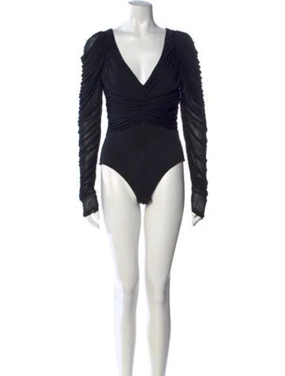Pre-owned Zimmermann V-neck Long Sleeve Bodysuit In Black