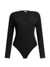 Zimmermann Black Viscose Elastane Long-sleeved Bodysuit In Black