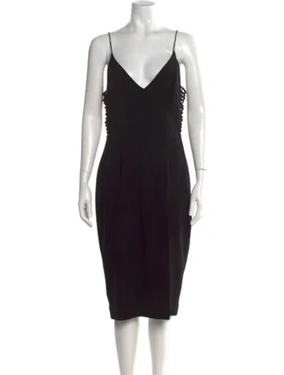 Pre-owned Zimmermann V-neck Midi Length Dress In Black