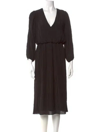 Pre-owned Zimmermann V-neck Midi Length Dress In Black