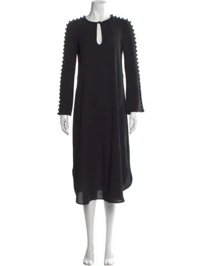 Pre-owned Zimmermann V-neck Midi Length Dress In Black