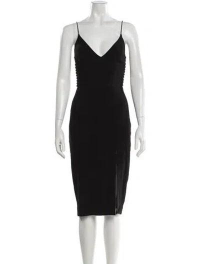 Pre-owned Zimmermann V-neck Midi Length Dress In Black