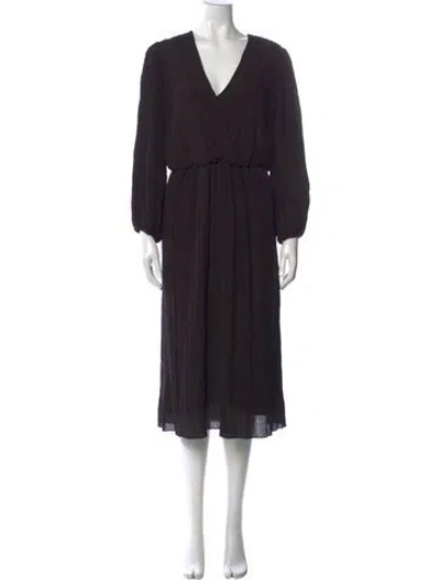 Pre-owned Zimmermann V-neck Midi Length Dress In Black
