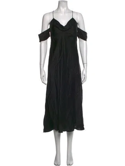 Pre-owned Zimmermann V-neck Midi Length Dress In Black