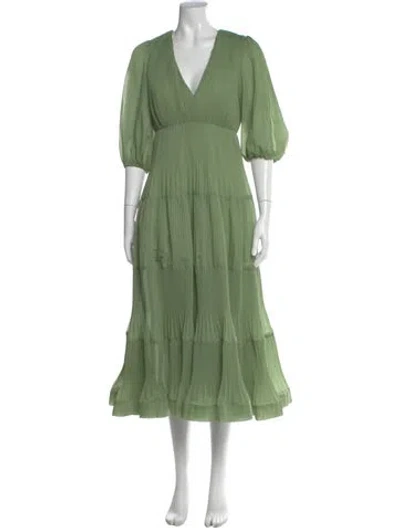 Pre-owned Zimmermann V-neck Midi Length Dress In Green