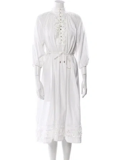 Pre-owned Zimmermann V-neck Midi Length Dress In Multi