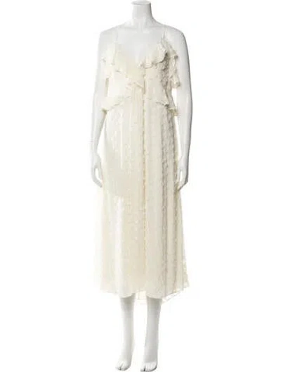 Pre-owned Zimmermann V-neck Midi Length Dress In Neutral