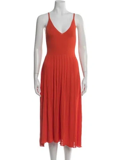 Pre-owned Zimmermann V-neck Midi Length Dress In Orange