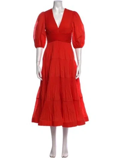 Pre-owned Zimmermann V-neck Midi Length Dress In Orange