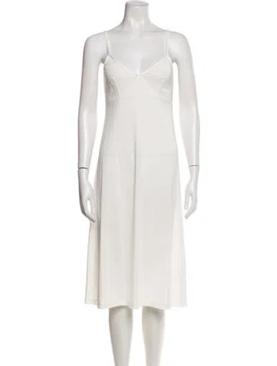 Pre-owned Zimmermann V-neck Midi Length Dress In White
