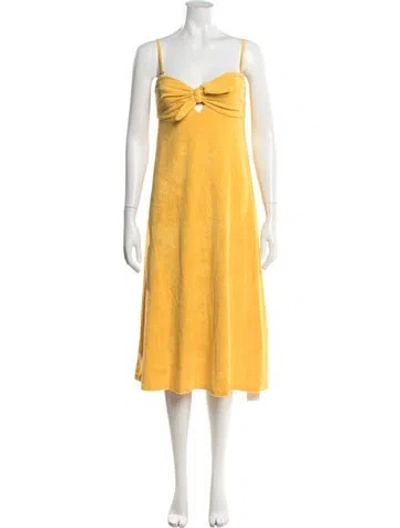 Pre-owned Zimmermann V-neck Midi Length Dress In Yellow