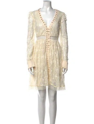 Pre-owned Zimmermann V-neck Mini Dress In Black