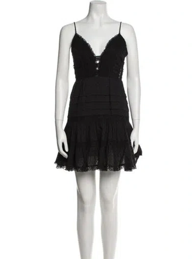 Pre-owned Zimmermann V-neck Mini Dress In Black