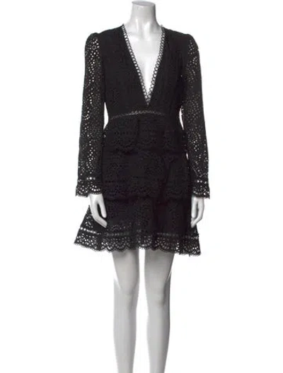 Pre-owned Zimmermann V-neck Mini Dress In Black