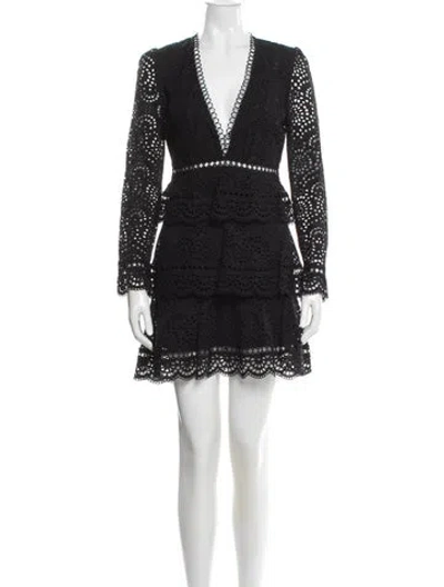 Pre-owned Zimmermann V-neck Mini Dress In Black